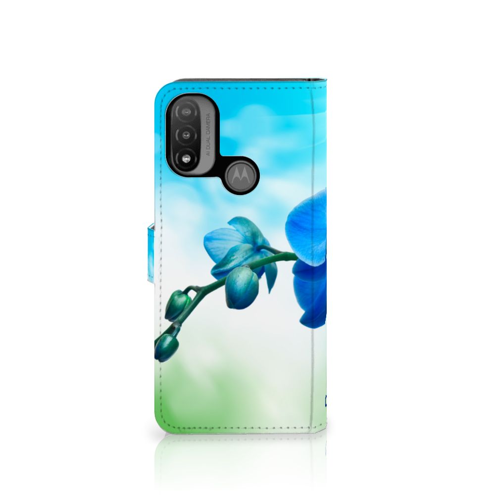 Motorola Moto E20 | E30 | E40 Hoesje Orchidee Blauw - Cadeau voor je Moeder