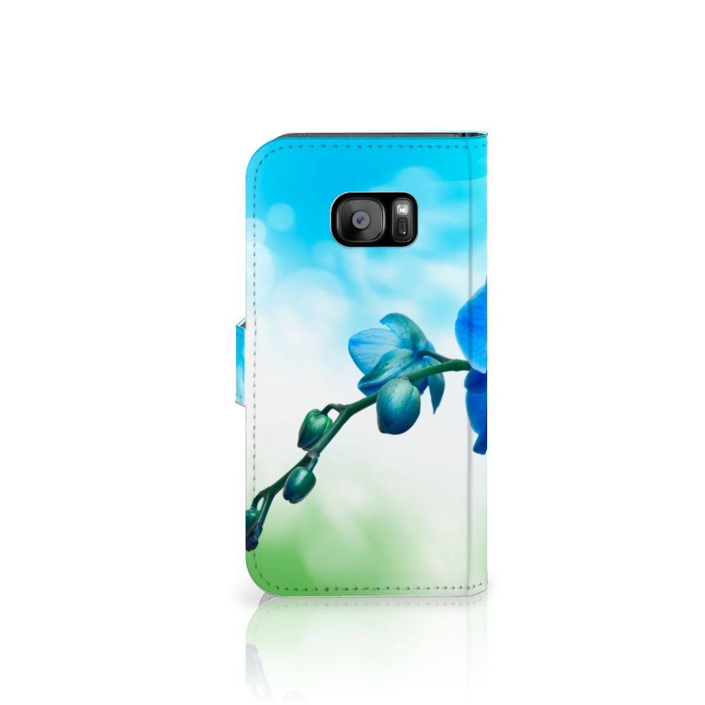 Samsung Galaxy S7 Edge Hoesje Orchidee Blauw - Cadeau voor je Moeder