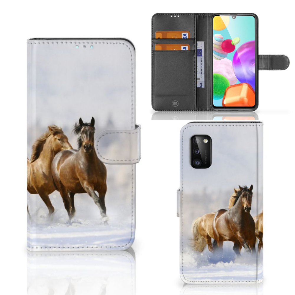 Samsung Galaxy A41 Telefoonhoesje met Pasjes Paarden
