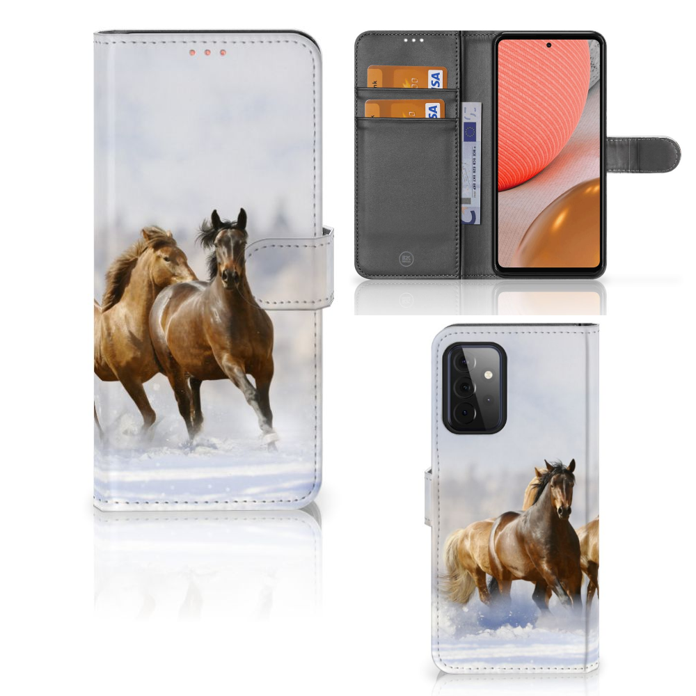 Samsung Galaxy A72 Telefoonhoesje met Pasjes Paarden