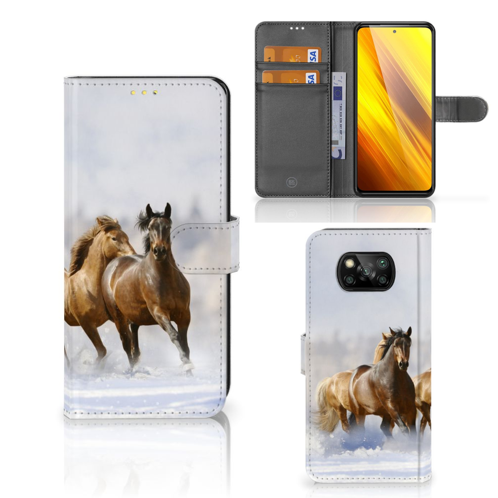 Xiaomi Poco X3 | Poco X3 Pro Telefoonhoesje met Pasjes Paarden