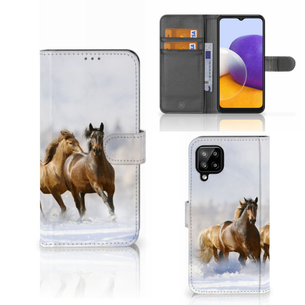 Samsung Galaxy A22 4G | M22 Telefoonhoesje met Pasjes Paarden