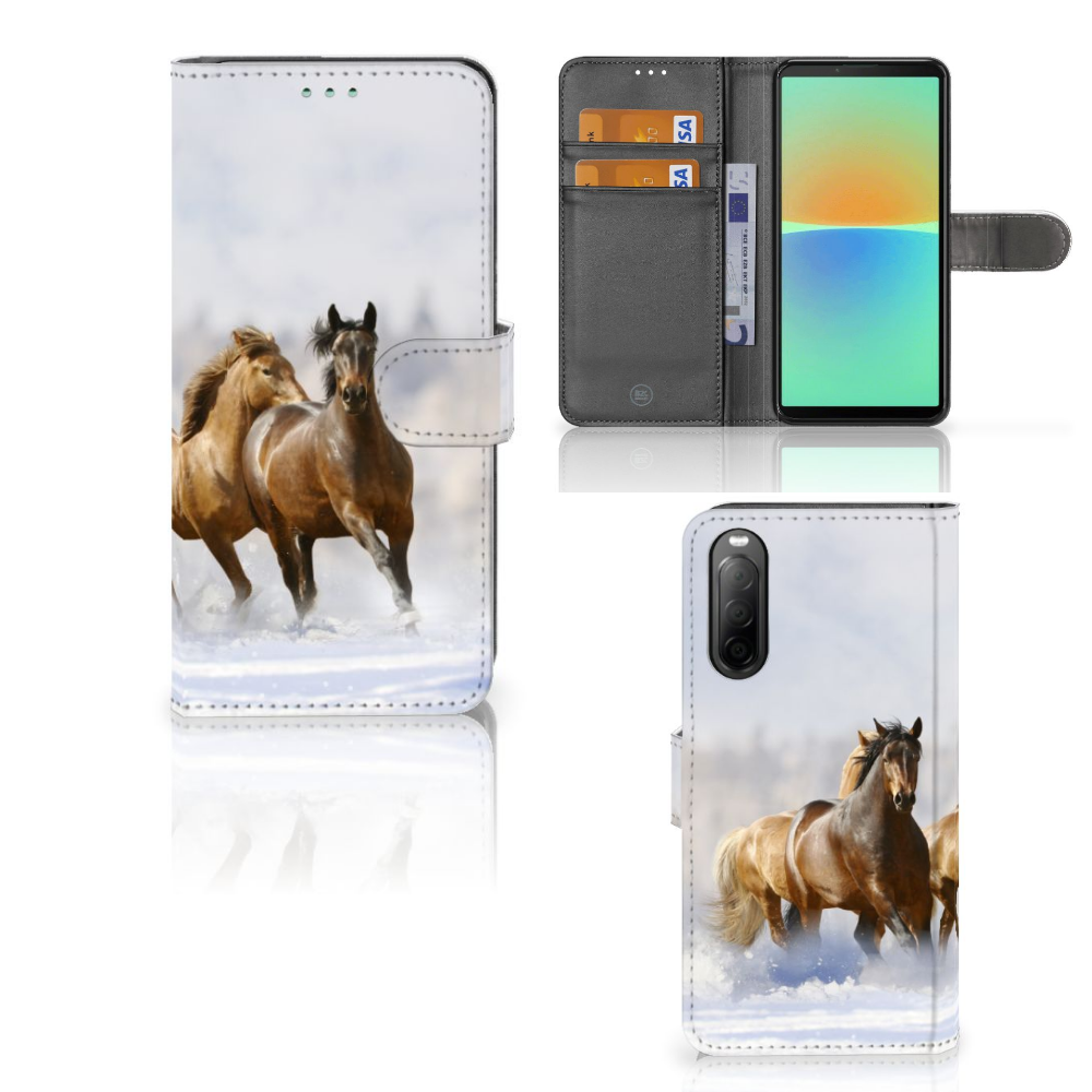 Sony Xperia 10 IV Telefoonhoesje met Pasjes Paarden