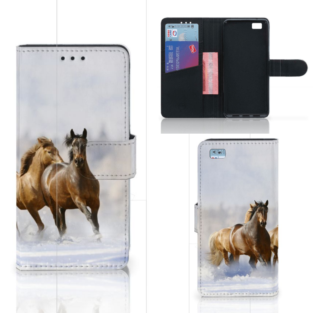 Huawei Ascend P8 Lite Telefoonhoesje met Pasjes Paarden