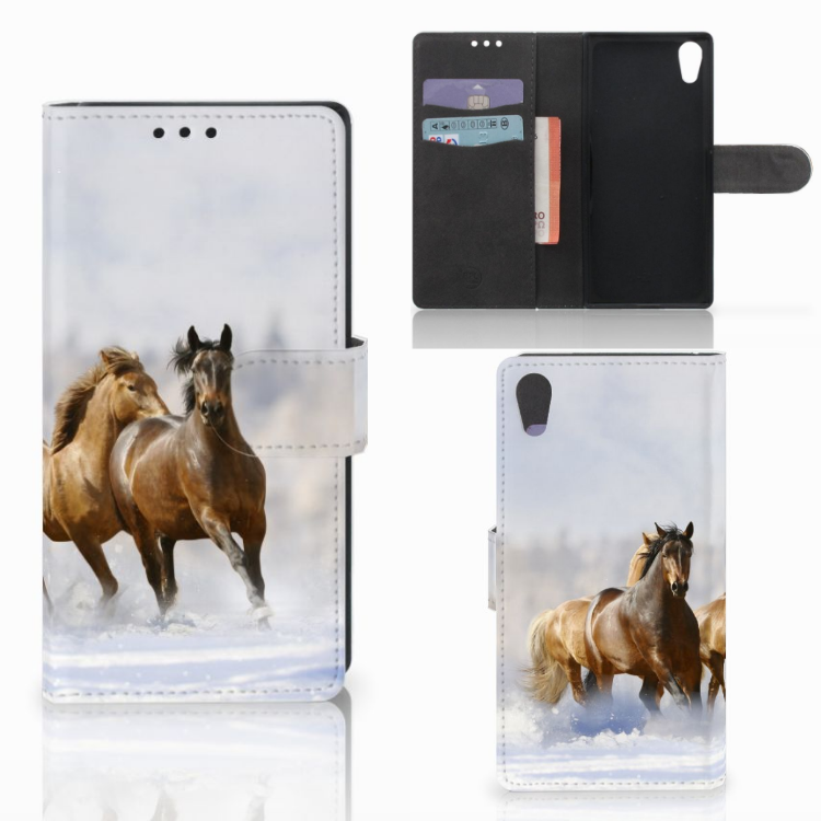 Sony Xperia XA1 Telefoonhoesje met Pasjes Paarden