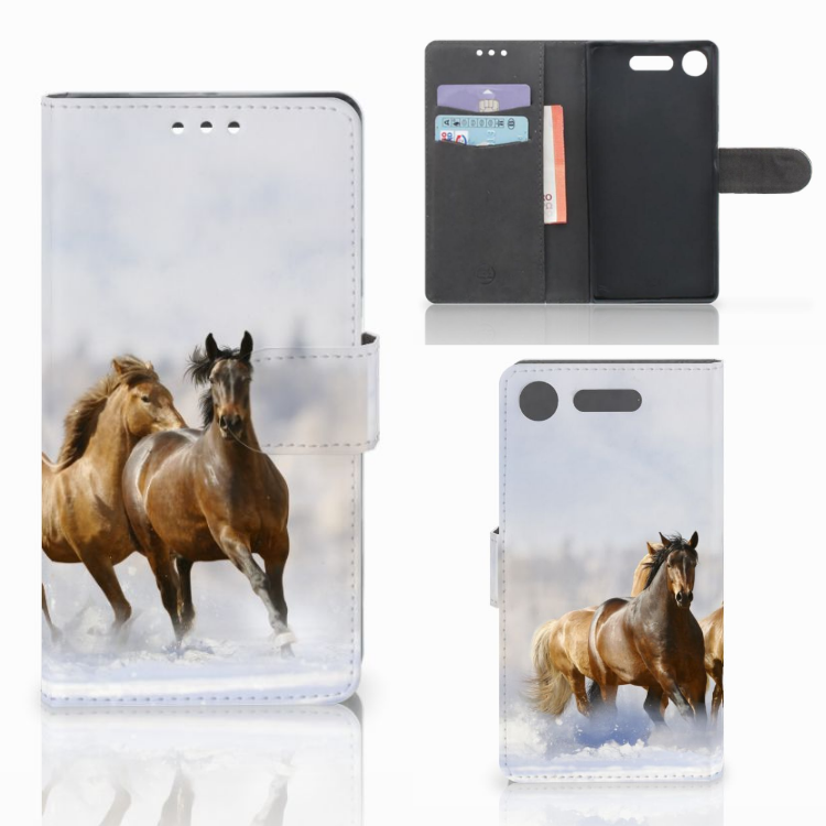 Sony Xperia XZ1 Telefoonhoesje met Pasjes Paarden