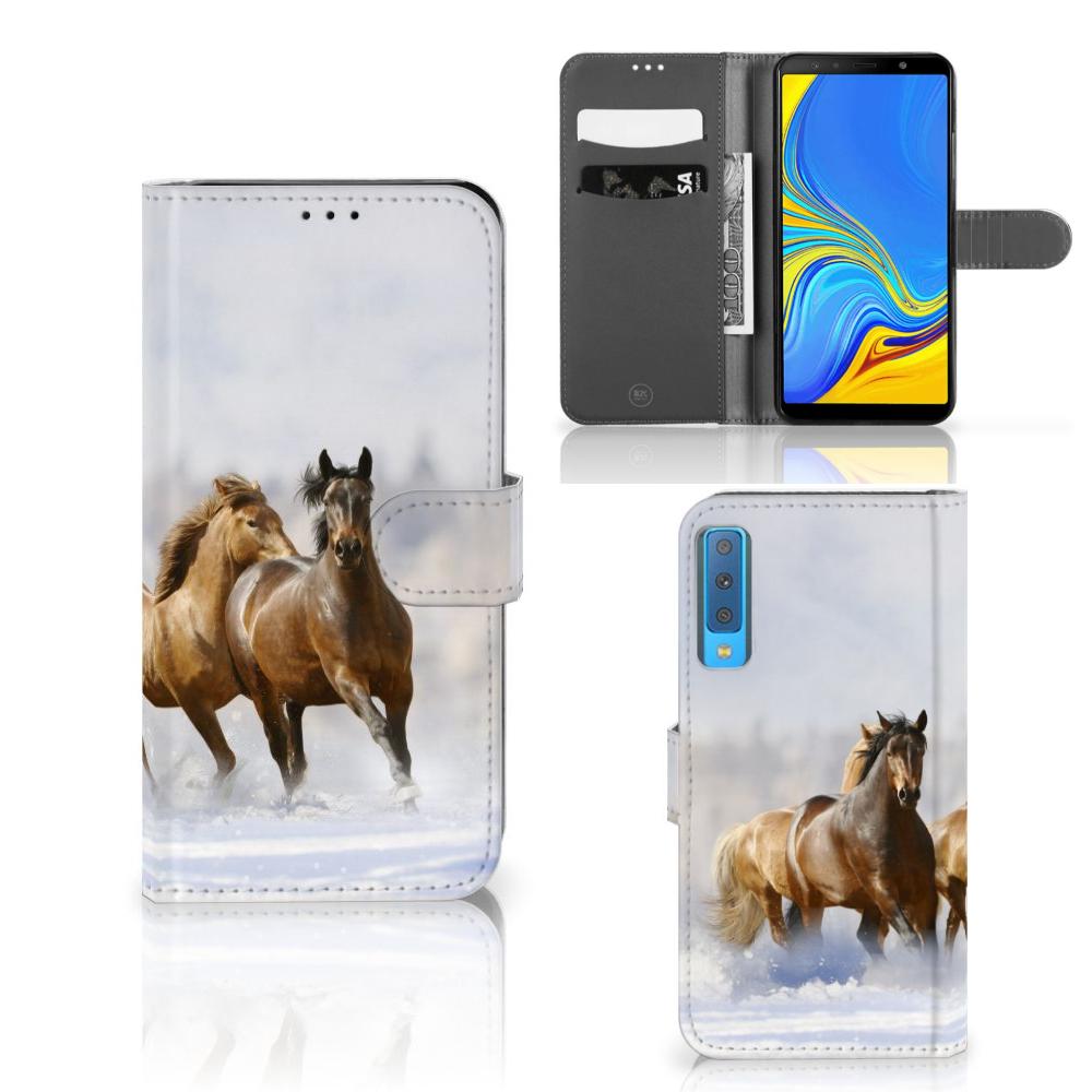 Samsung Galaxy A7 (2018) Telefoonhoesje met Pasjes Paarden