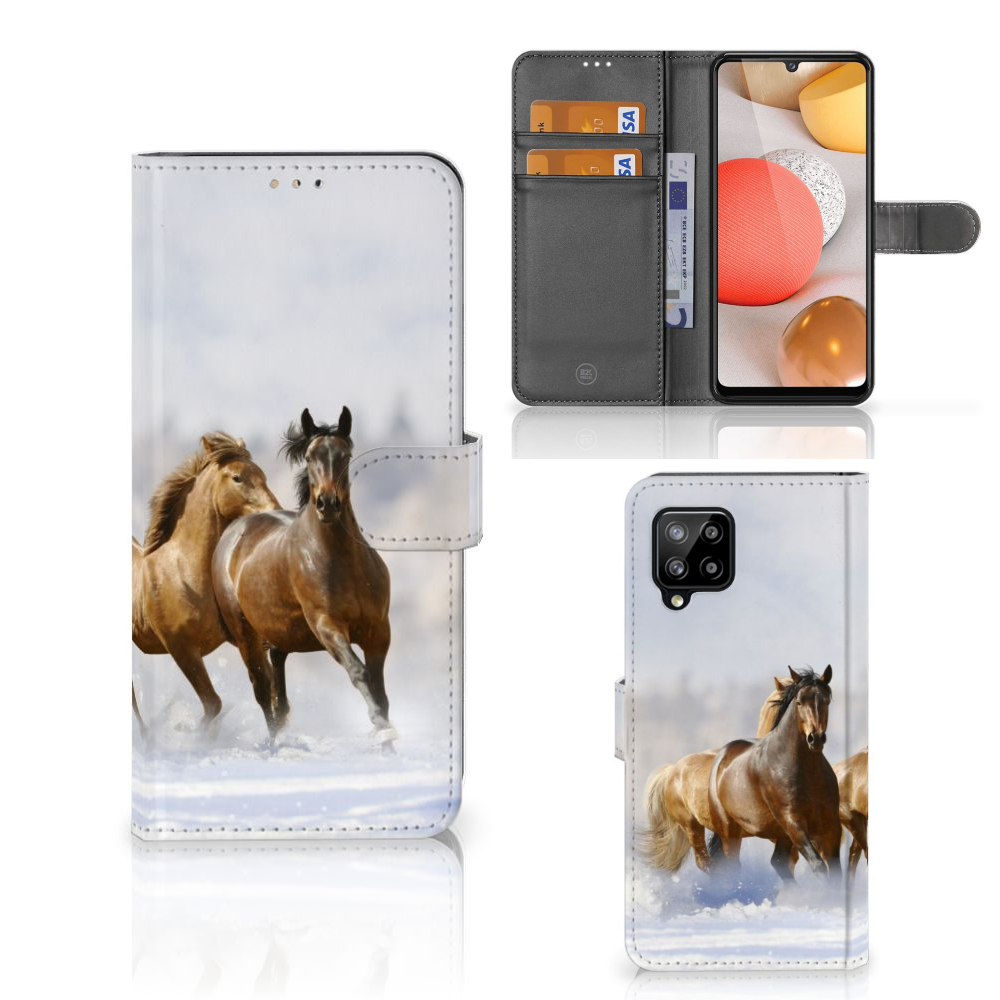 Samsung Galaxy A42 5G Telefoonhoesje met Pasjes Paarden