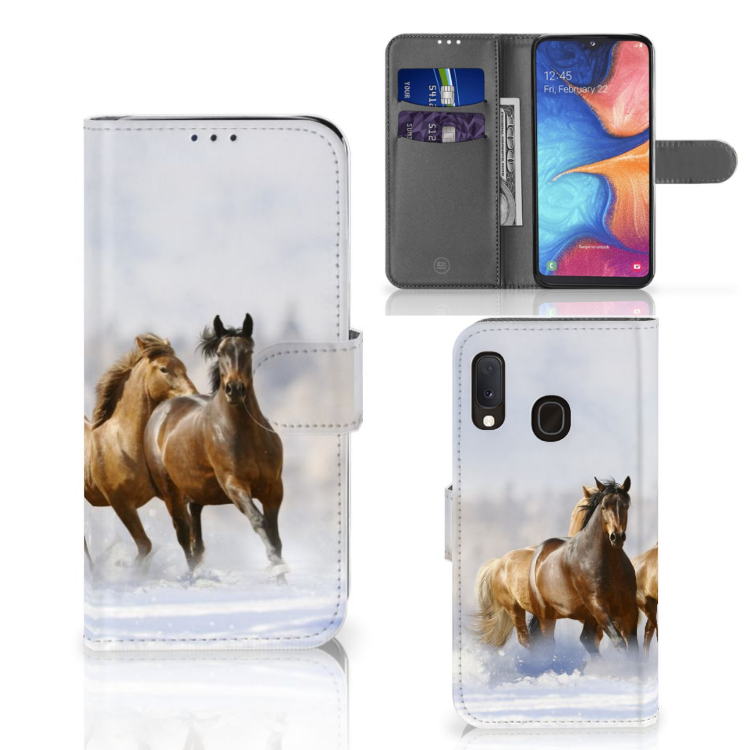 Samsung Galaxy A20e Telefoonhoesje met Pasjes Paarden