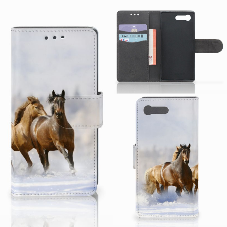 Sony Xperia X Compact Telefoonhoesje met Pasjes Paarden