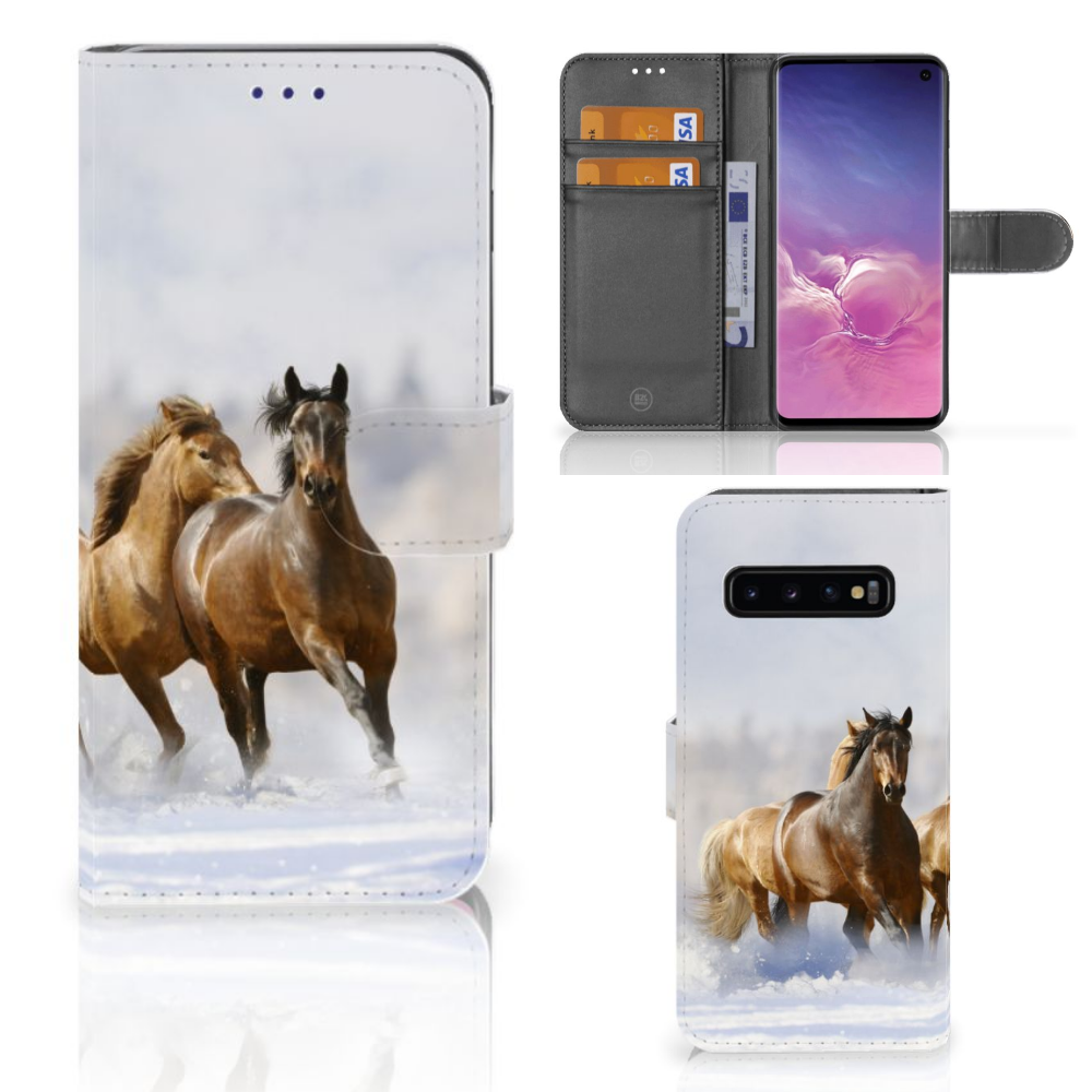 Samsung Galaxy S10 Uniek Boekhoesje Paarden