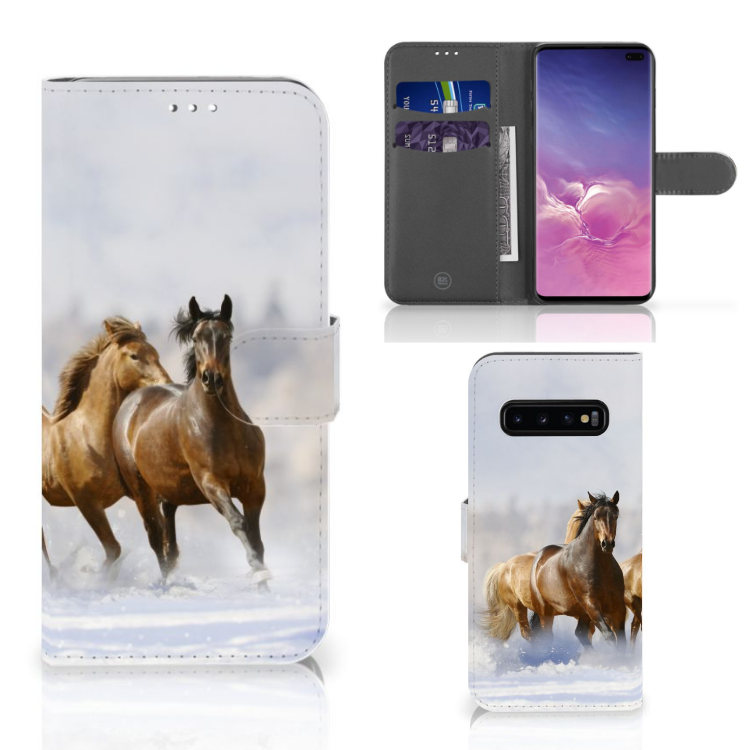 Samsung Galaxy S10 Plus Uniek Boekhoesje Paarden
