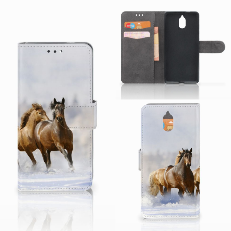 Nokia 3.1 (2018) Telefoonhoesje met Pasjes Paarden
