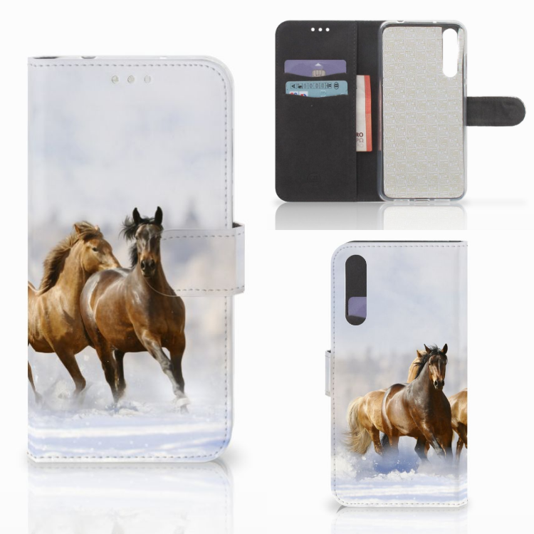 Huawei P20 Pro Telefoonhoesje met Pasjes Paarden