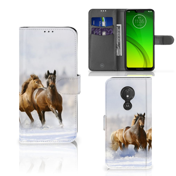 Motorola Moto G7 Power Uniek Boekhoesje Paarden