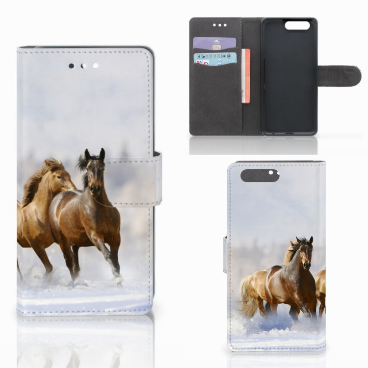 Smartphonehoesje Huawei P10 Wallet Book Case Hoesje Paarden