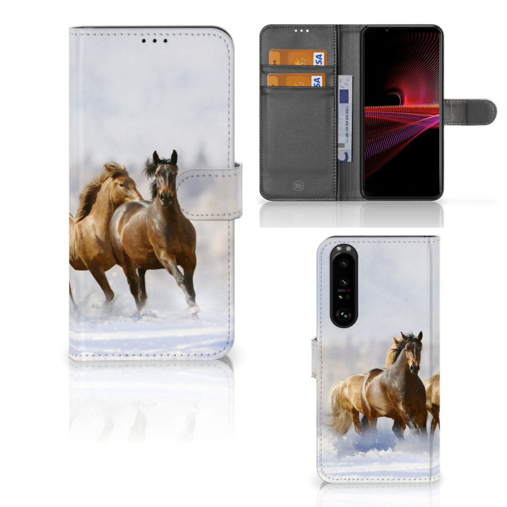 Sony Xperia 1 III Telefoonhoesje met Pasjes Paarden