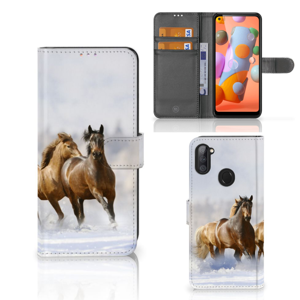 Samsung Galaxy M11 | A11 Telefoonhoesje met Pasjes Paarden