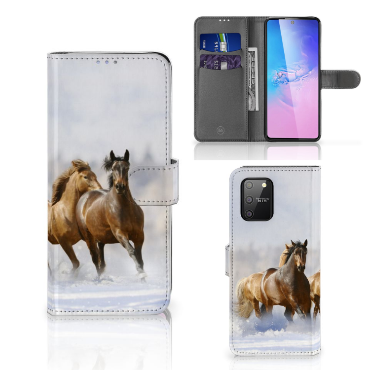 Samsung S10 Lite Telefoonhoesje met Pasjes Paarden