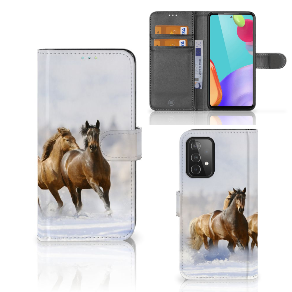 Samsung Galaxy A52 Telefoonhoesje met Pasjes Paarden