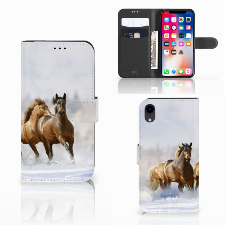 Apple iPhone Xr Uniek Boekhoesje Paarden