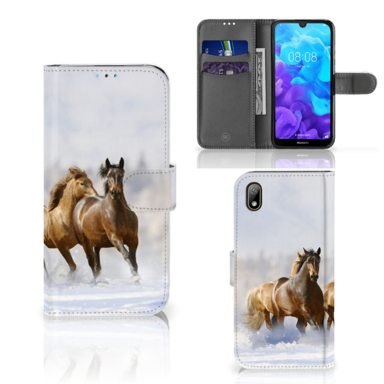 Huawei Y5 (2019) Telefoonhoesje met Pasjes Paarden