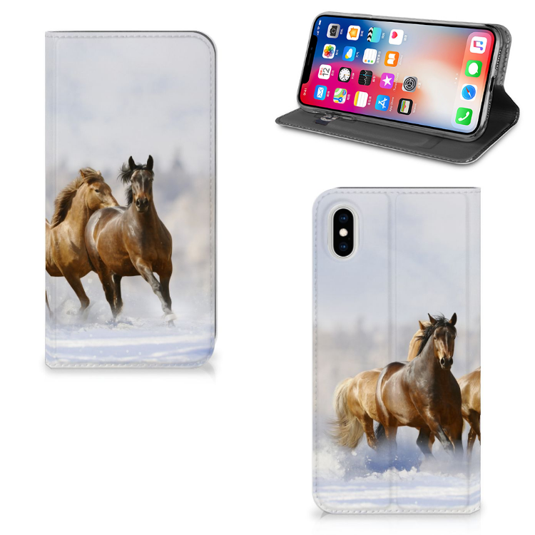 Apple iPhone Xs Max Uniek Standcase Hoesje Paarden