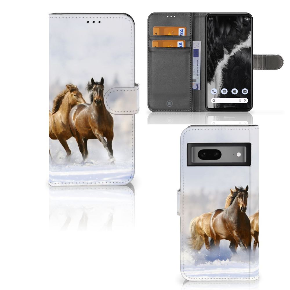 Google Pixel 7 Telefoonhoesje met Pasjes Paarden
