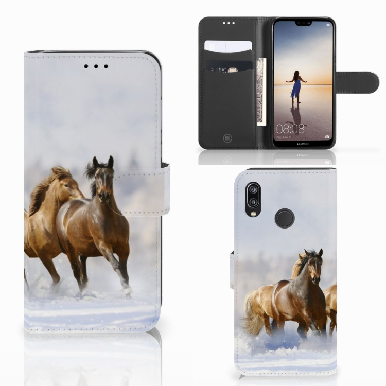 Huawei P20 Lite Uniek Boekhoesje Paarden