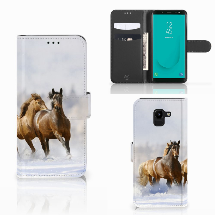 Samsung Galaxy J6 2018 Telefoonhoesje met Pasjes Paarden