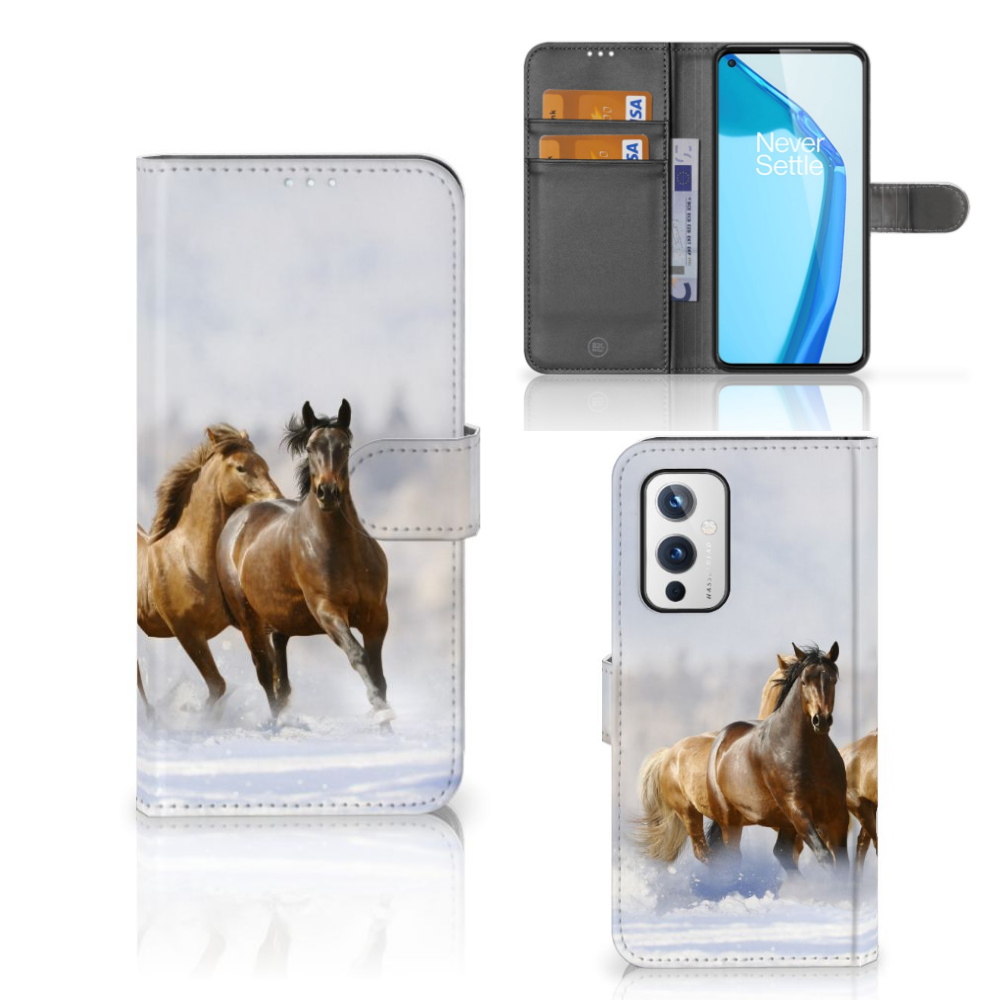 OnePlus 9 Telefoonhoesje met Pasjes Paarden