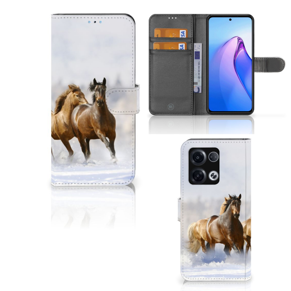 OPPO Reno8 Pro Telefoonhoesje met Pasjes Paarden