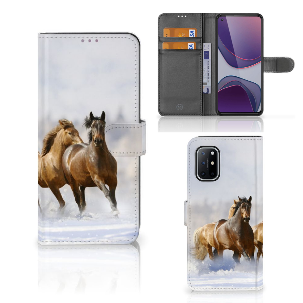 OnePlus 8T Telefoonhoesje met Pasjes Paarden