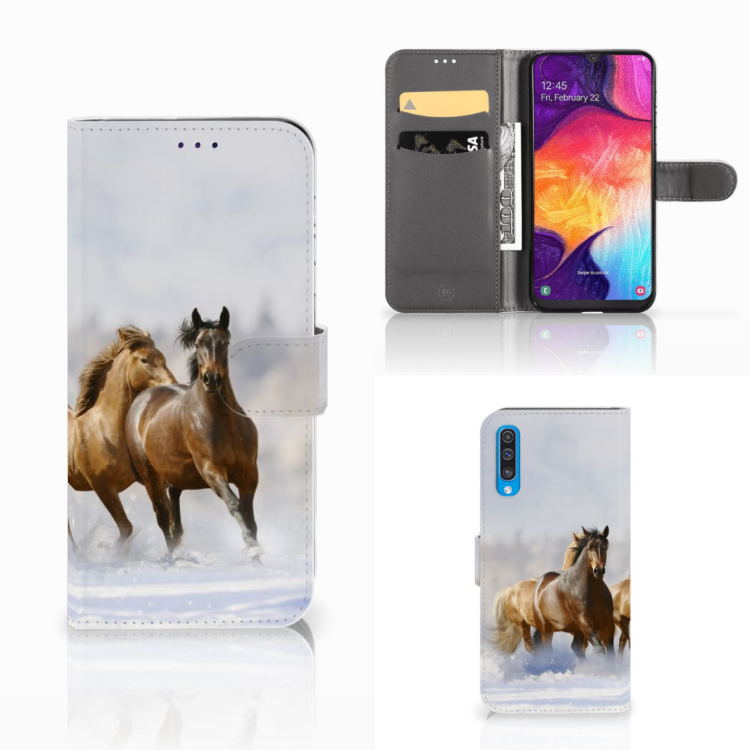 Samsung Galaxy A50 Telefoonhoesje met Pasjes Paarden