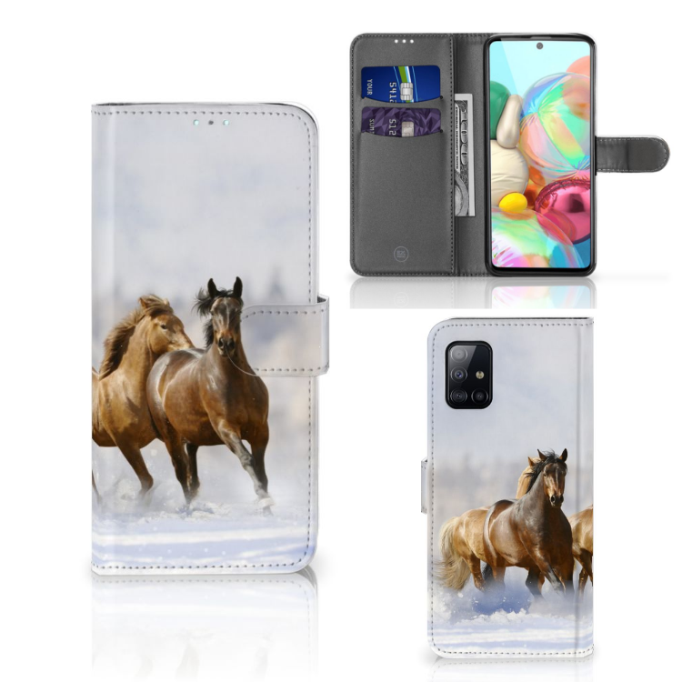 Samsung Galaxy A71 Telefoonhoesje met Pasjes Paarden