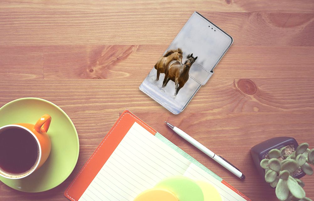 Xiaomi Mi Note 10 Lite Telefoonhoesje met Pasjes Paarden