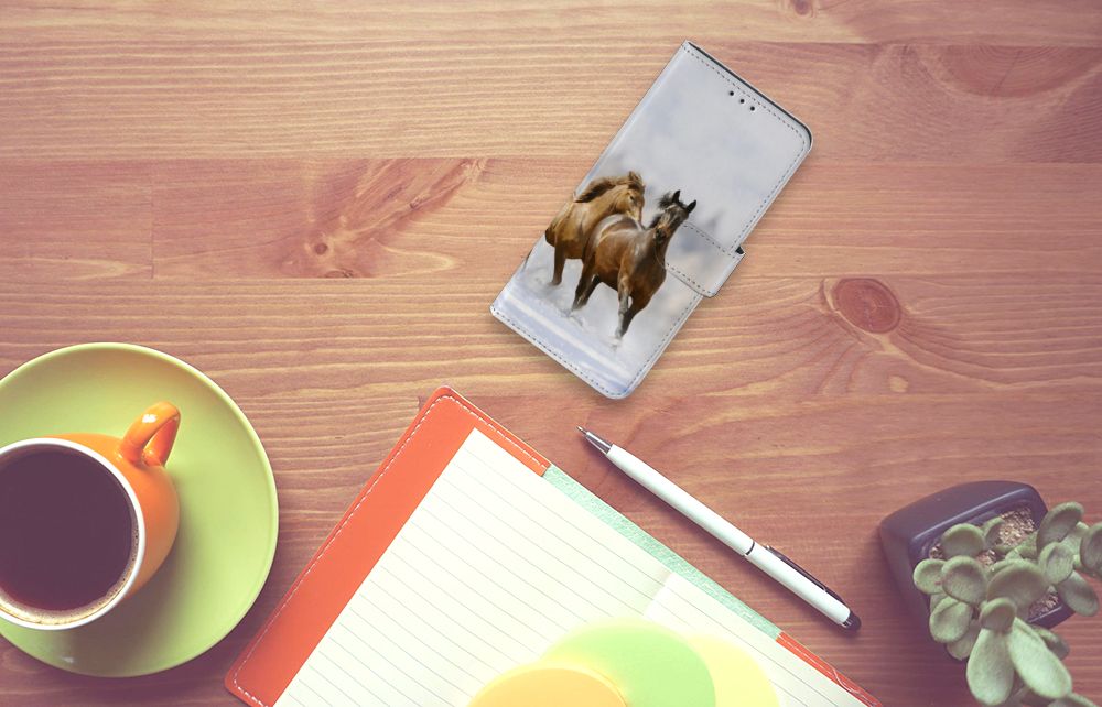Huawei P40 Pro Telefoonhoesje met Pasjes Paarden