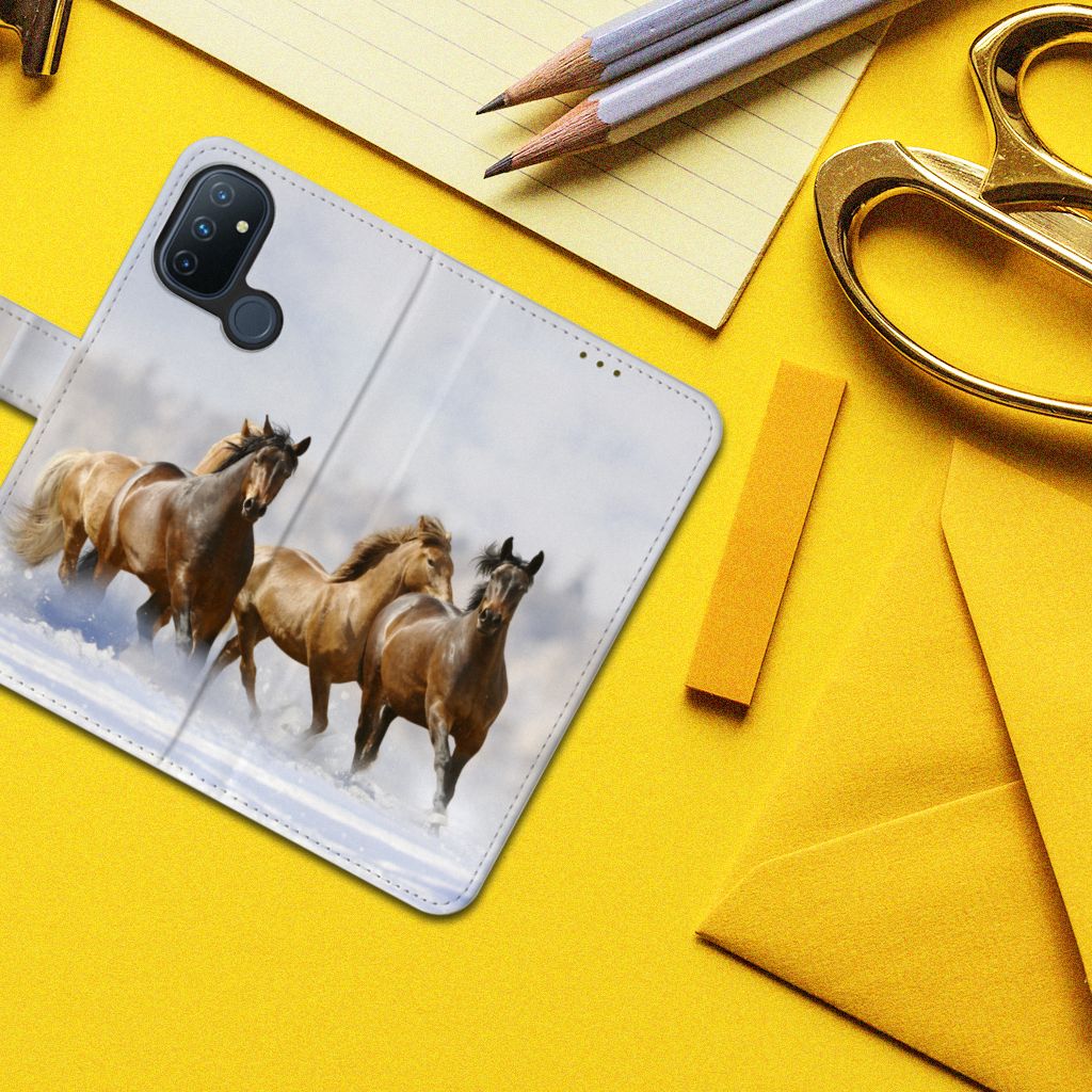 OnePlus Nord N100 Telefoonhoesje met Pasjes Paarden