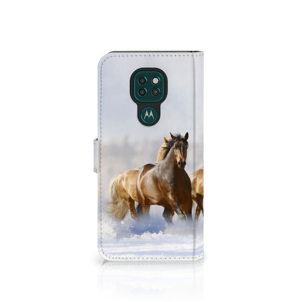 Motorola Moto G9 Play | E7 Plus Telefoonhoesje met Pasjes Paarden