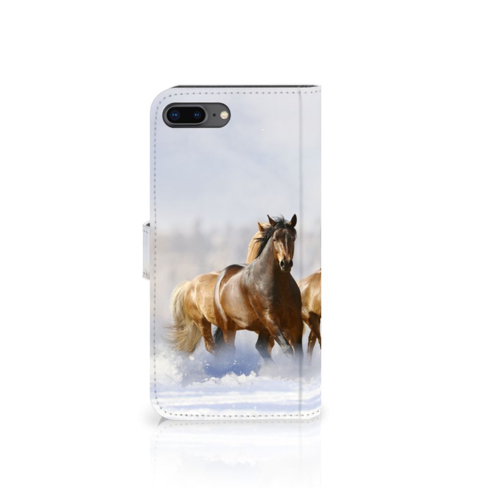 Apple iPhone 7 Plus | 8 Plus Telefoonhoesje met Pasjes Paarden