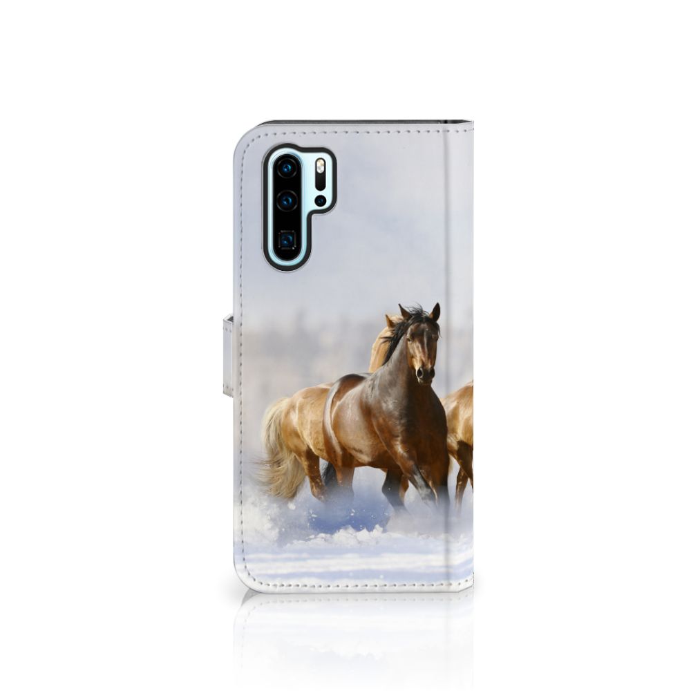Huawei P30 Pro Telefoonhoesje met Pasjes Paarden