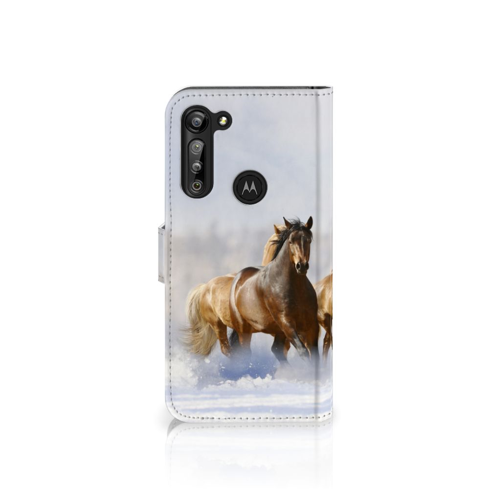 Motorola G8 Power Telefoonhoesje met Pasjes Paarden