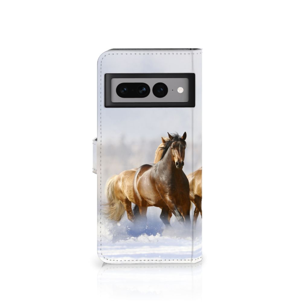 Google Pixel 7 Pro Telefoonhoesje met Pasjes Paarden