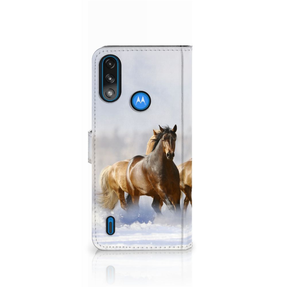 Motorola Moto E7i Power | E7 Power Telefoonhoesje met Pasjes Paarden