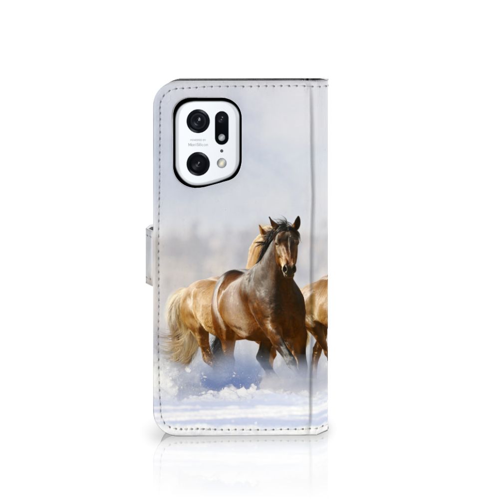 OPPO Find X5 Pro Telefoonhoesje met Pasjes Paarden