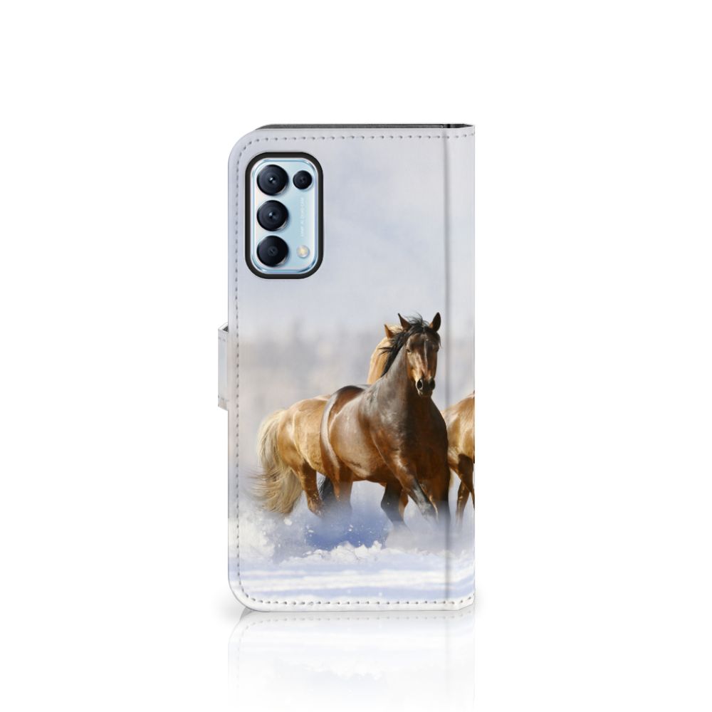 OPPO Find X3 Lite Telefoonhoesje met Pasjes Paarden