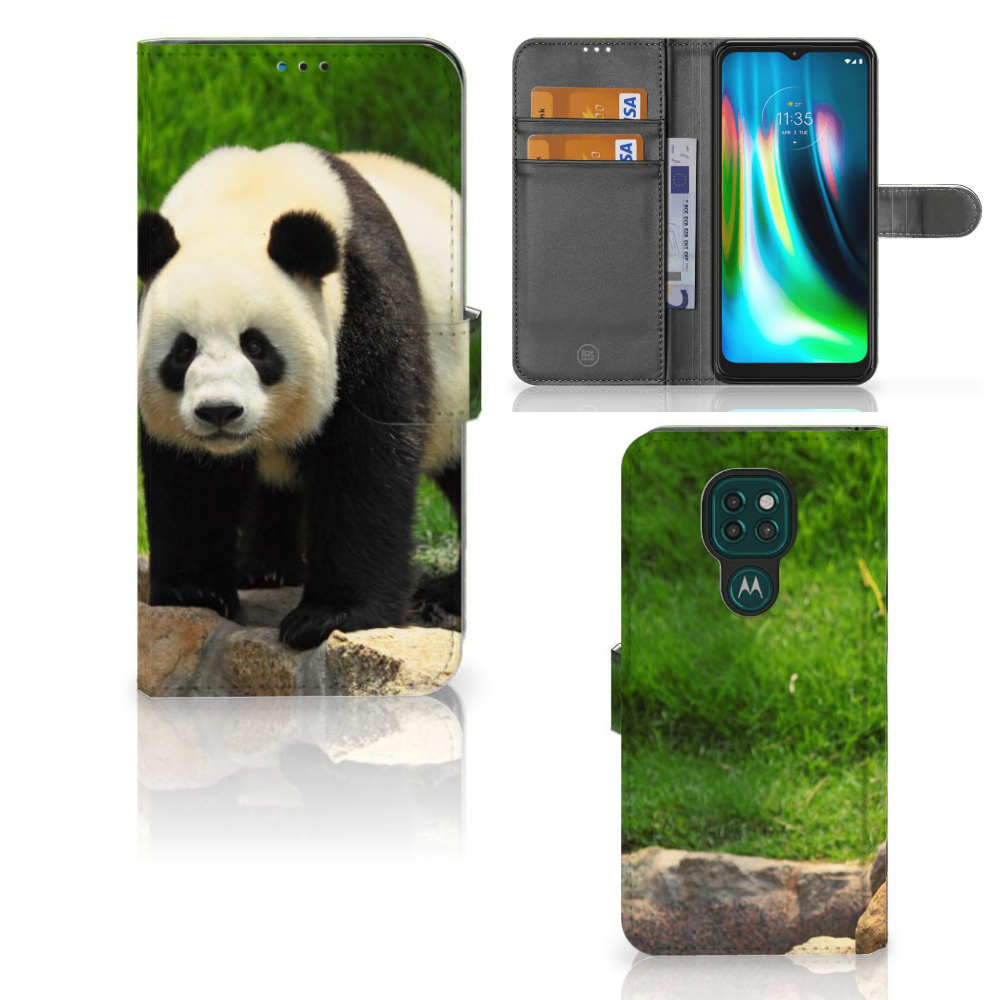 Motorola Moto G9 Play | E7 Plus Telefoonhoesje met Pasjes Panda