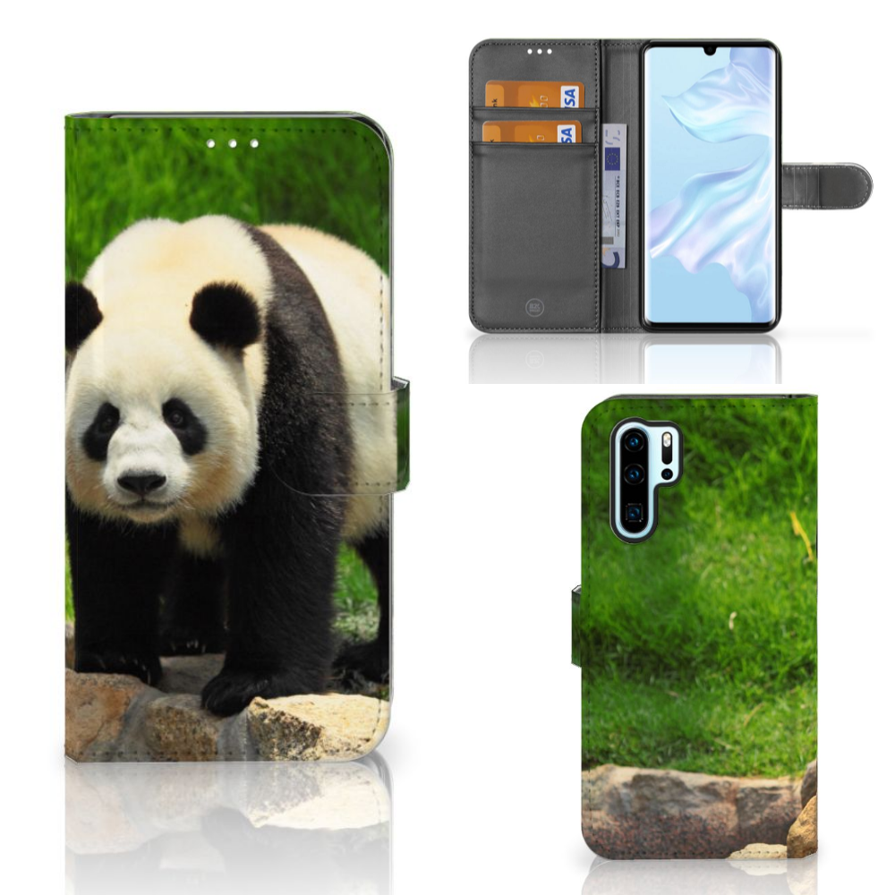 Huawei P30 Pro Telefoonhoesje met Pasjes Panda