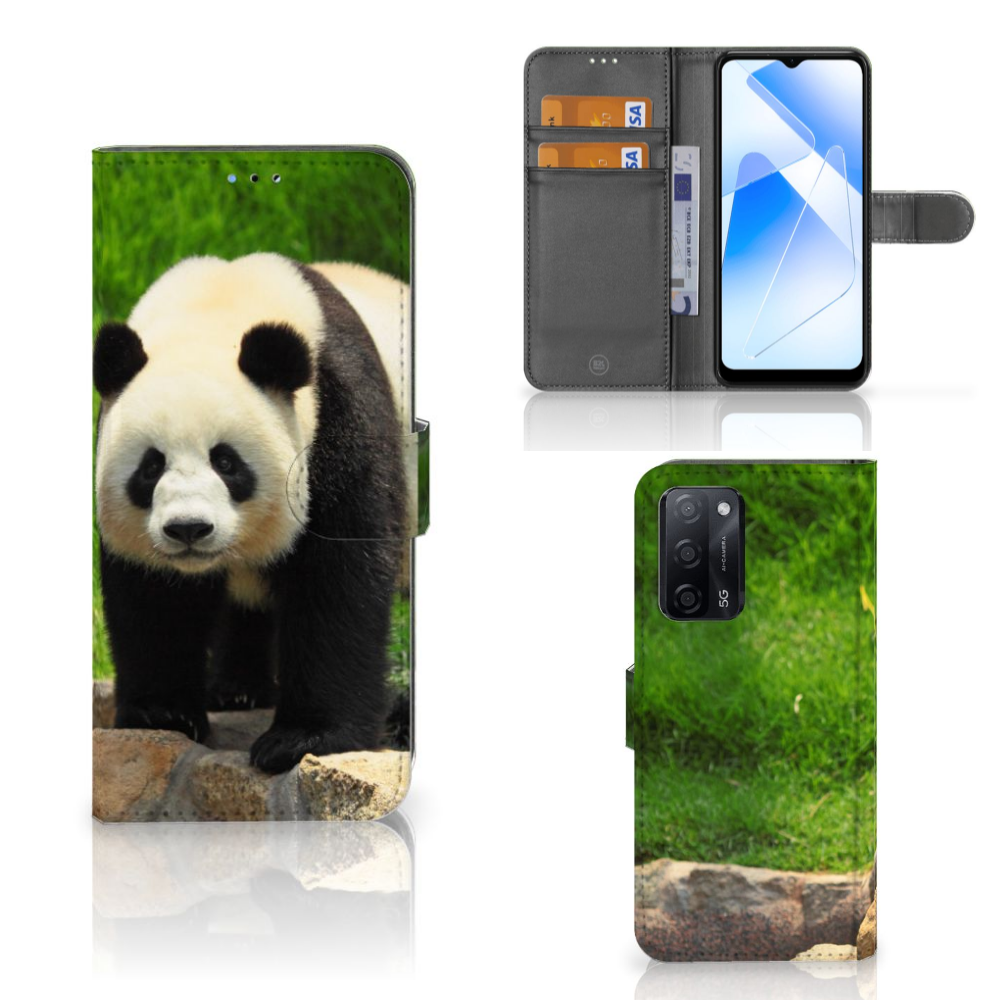 OPPO A16/A16s/A54s Telefoonhoesje met Pasjes Panda