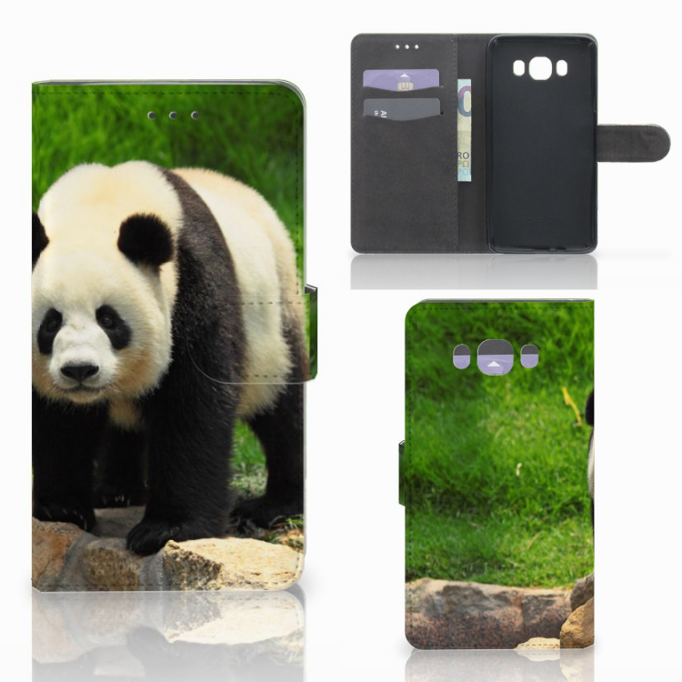 Samsung Galaxy J7 2016 Telefoonhoesje met Pasjes Panda
